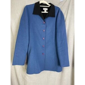 Vintage Pendleton Merino Wool Blend Coat Blue Black Button Front Blazer Tall S